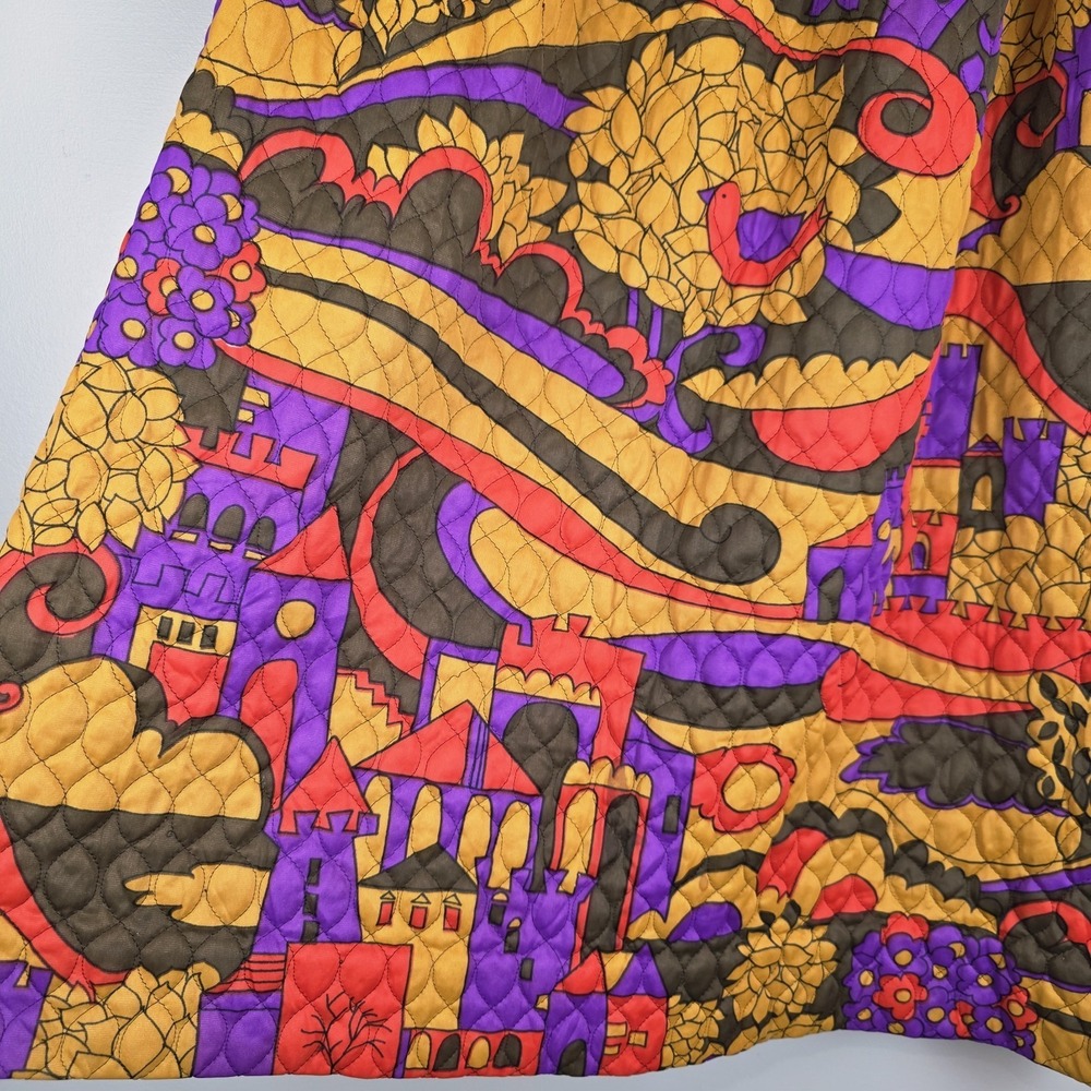 Vtg‎ Handmade Quilted Colorful Maxi Skirt 1970's Mod Floral Medium.E112 - Picture 8 of 11